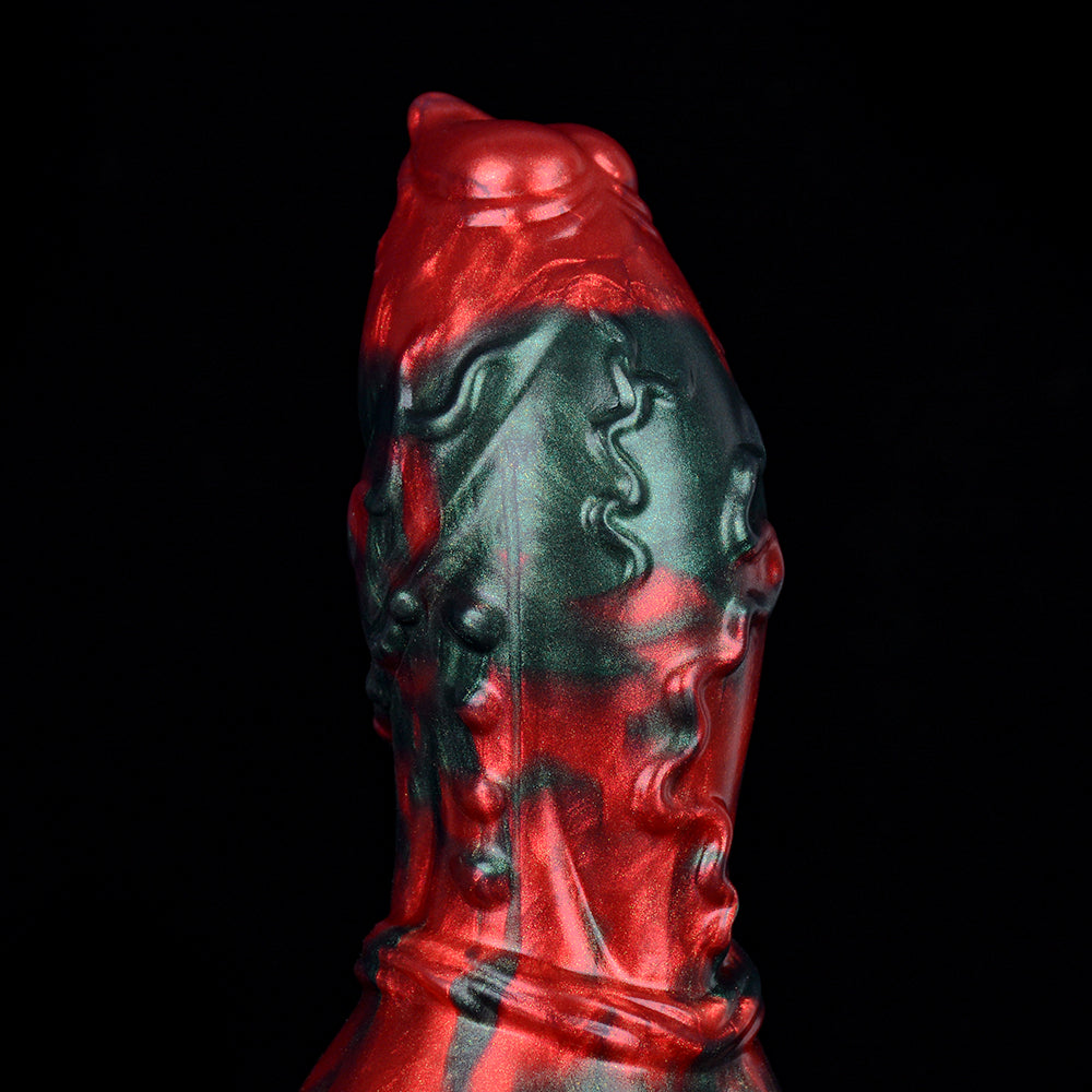 Red Black Fantasy Knot Textured Dog Dildo