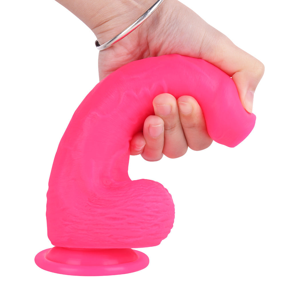 8 Inch Pink Women Using Dildo With Foreskin