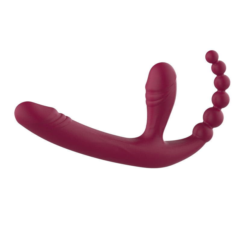 Three Head Sex Toy Couple Strapless Strap-On Dildo