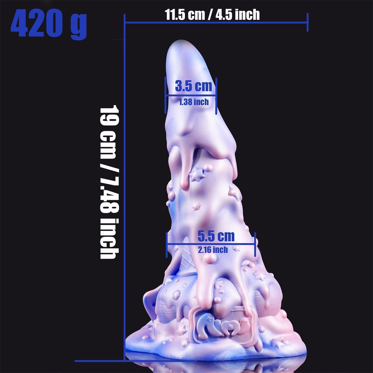 7 Inch Tapered Cone Discreet Rainbow Dildo