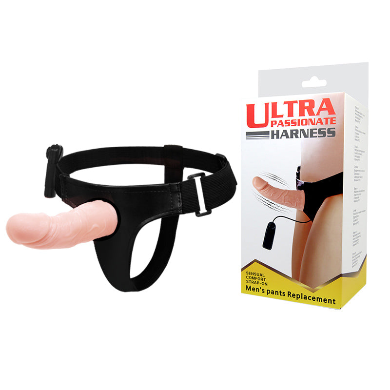 Flesh Hollow Vibrating Adjustable Realistic Strap-On