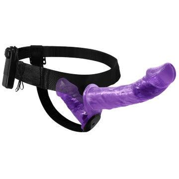 Purple Adjustable Dual Vibrating Strap On Dildo