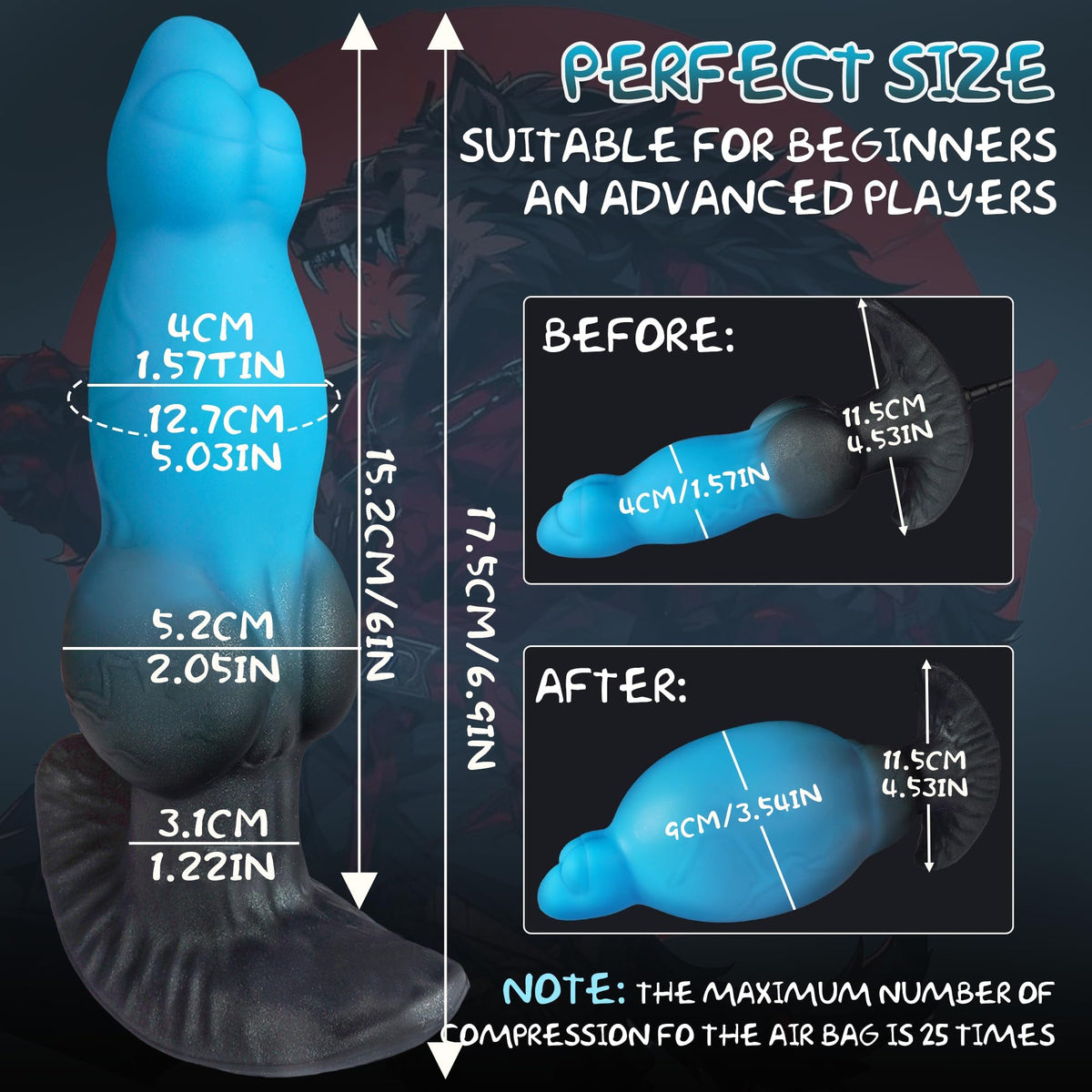 17.5 cm Silicone Inflatable Knot Dildo