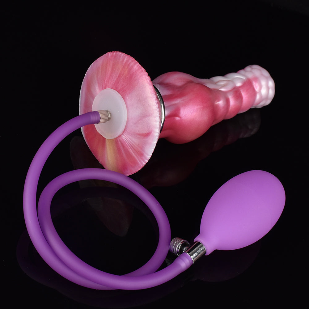 Pink Knot Textured Dog Cock Inflatable Dildo