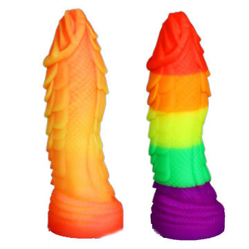 8.3 Inch Fantasy Rainbow Dragon Textured Anal Dildo