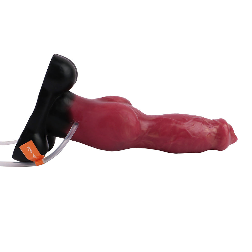 23 cm Red Fantasy Dog Knotted Squirting Dildo