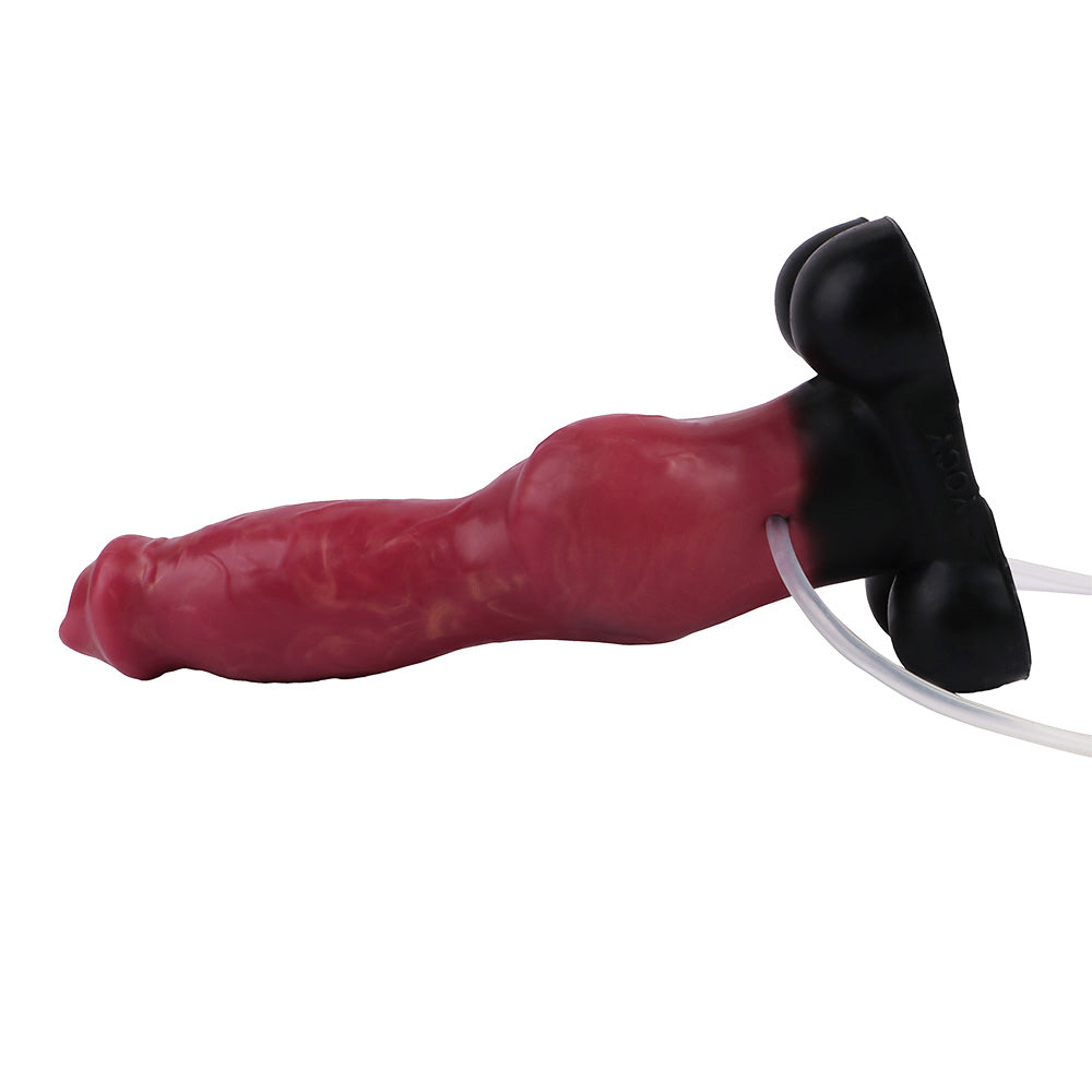 23 cm Red Fantasy Dog Knotted Squirting Dildo