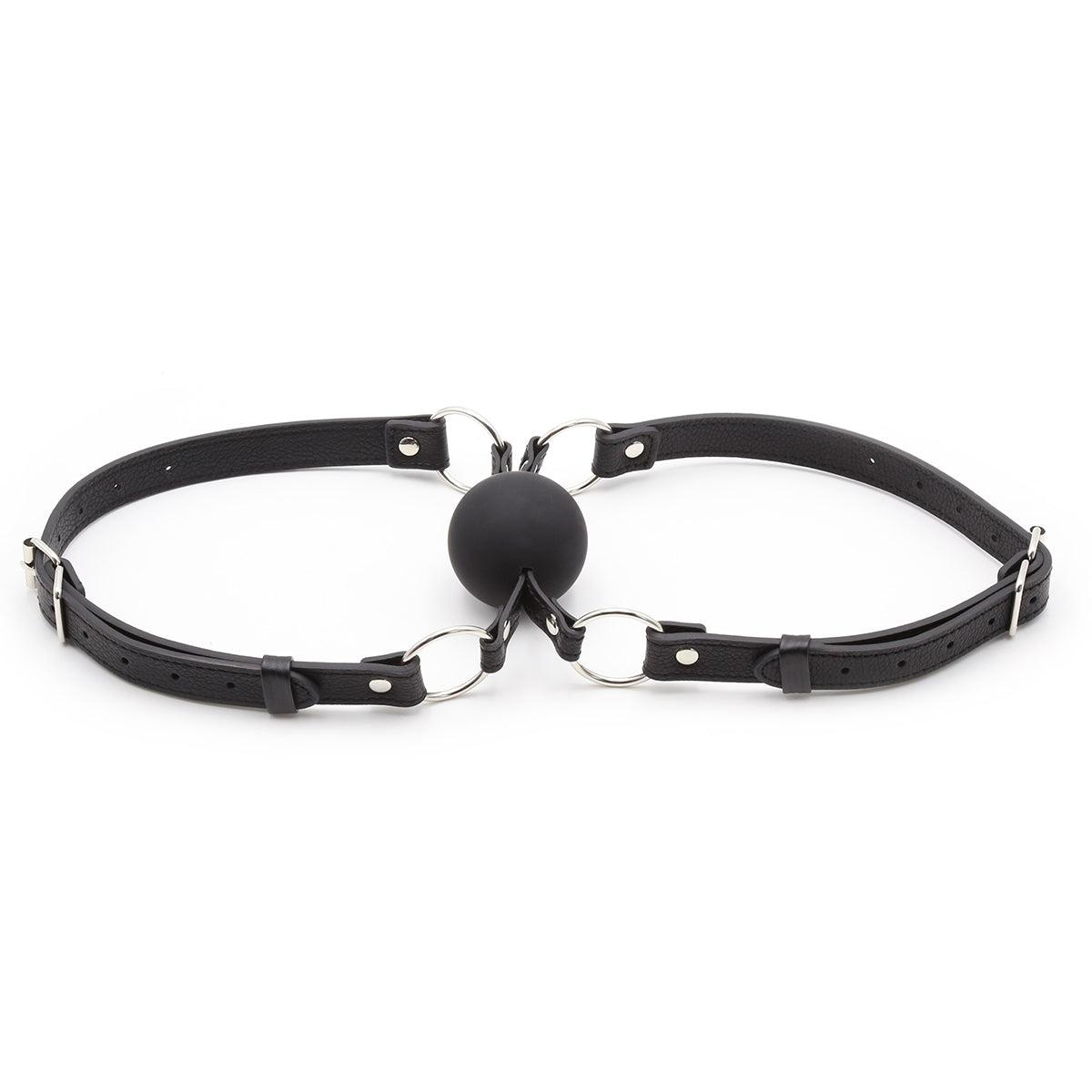 Leather 5 cm Black BDSM Double Ball Gag