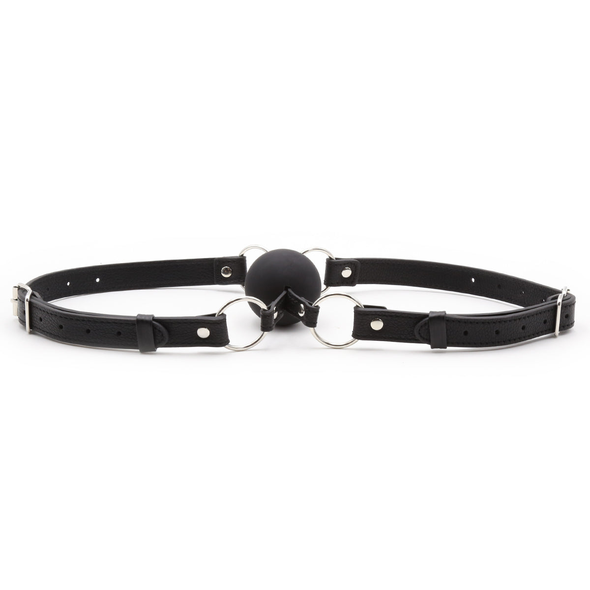 Leather 5 cm Black BDSM Double Ball Gag