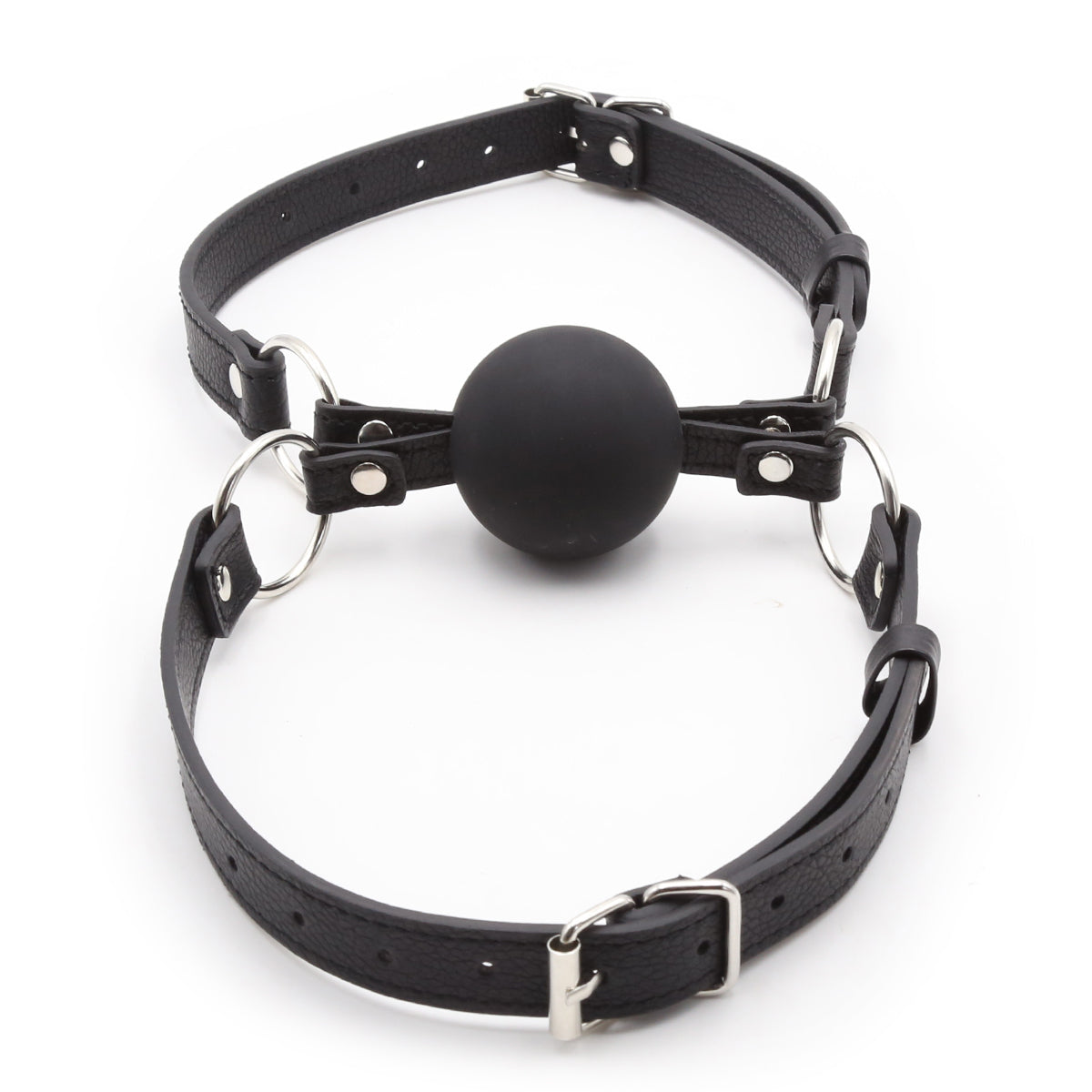 Leather 5 cm Black BDSM Double Ball Gag