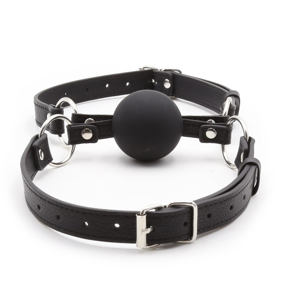 Leather 5 cm Black BDSM Double Ball Gag