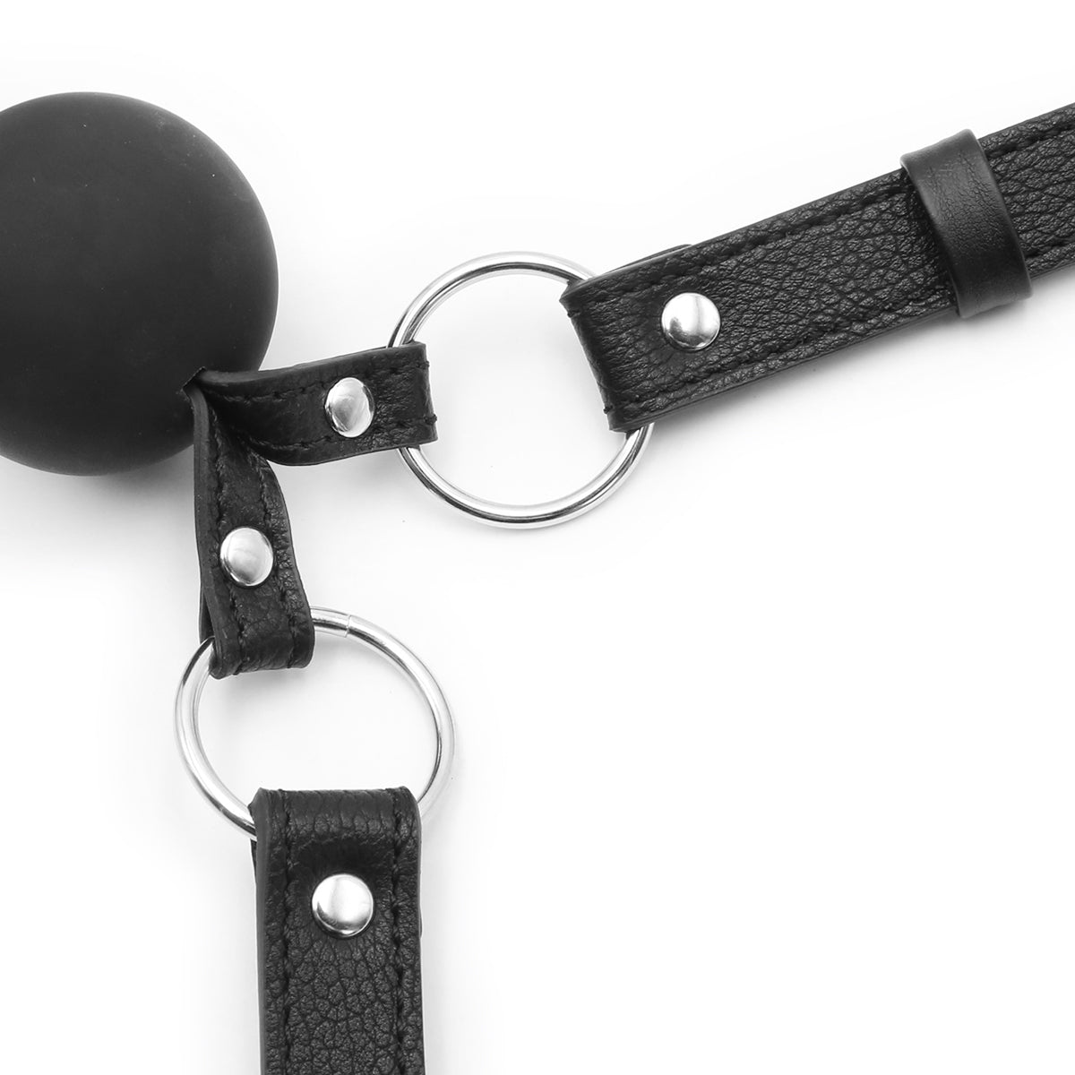 Leather 5 cm Black BDSM Double Ball Gag