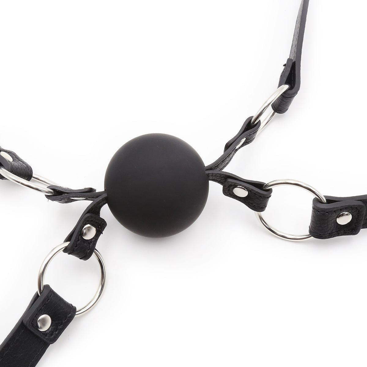 Leather 5 cm Black BDSM Double Ball Gag