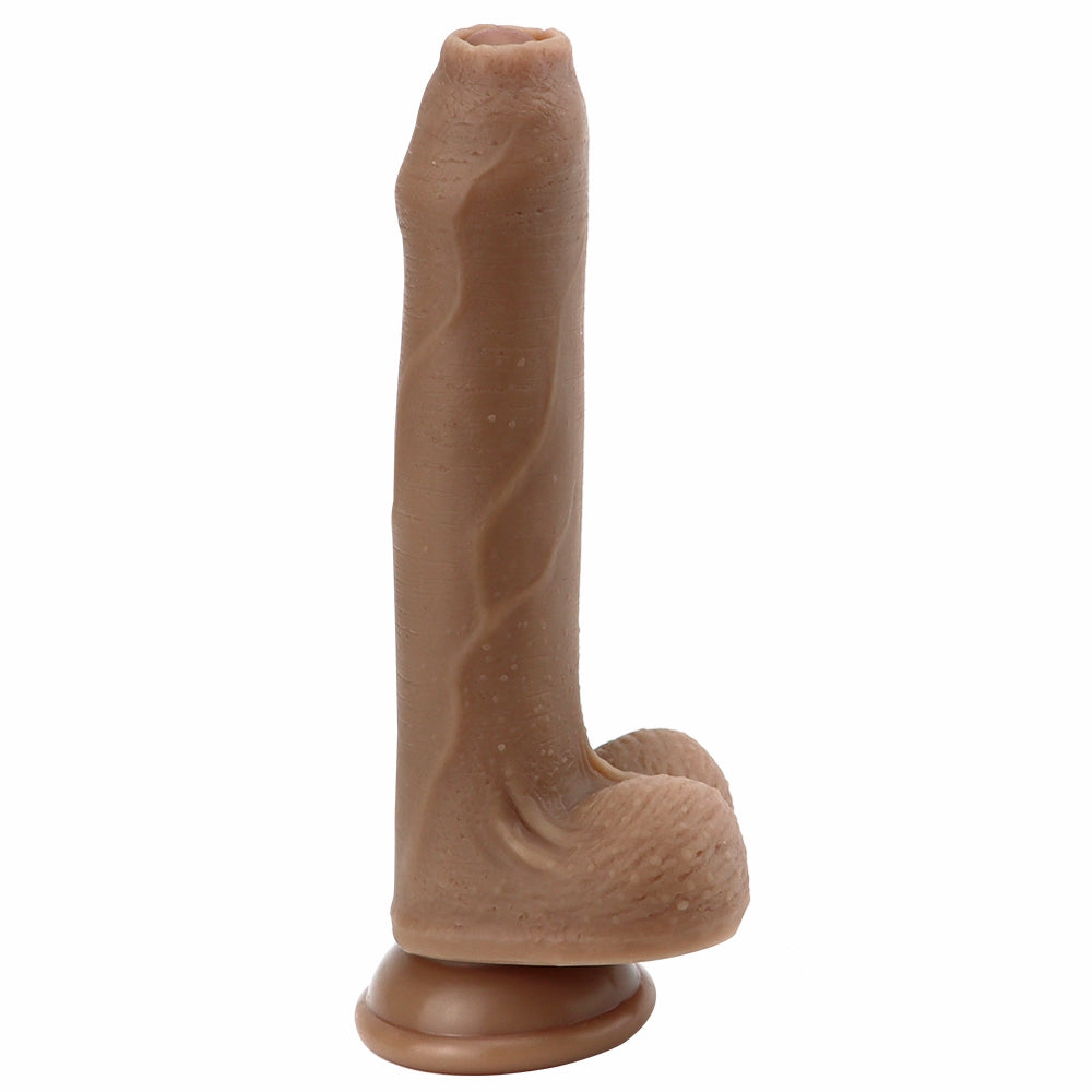 8 Inch Brown Suction Cup Realistic Dildo With Foreskin