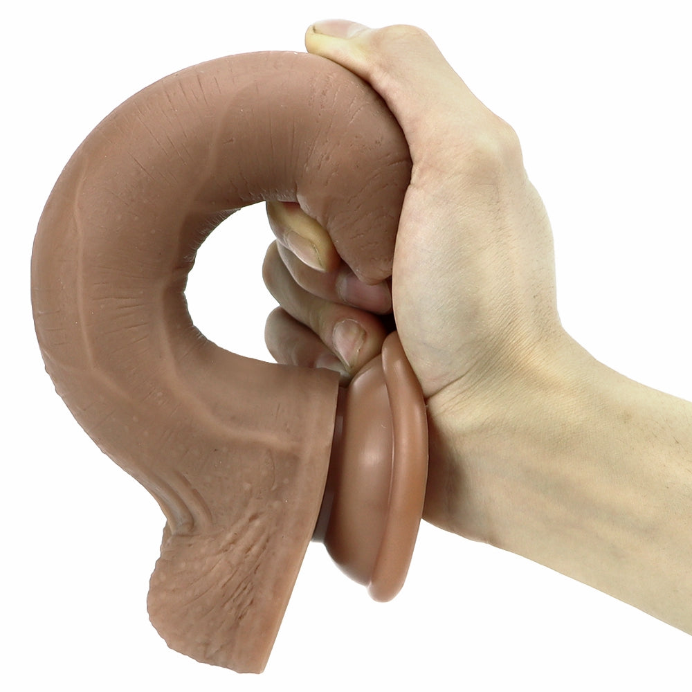 8 Inch Brown Suction Cup Realistic Dildo With Foreskin