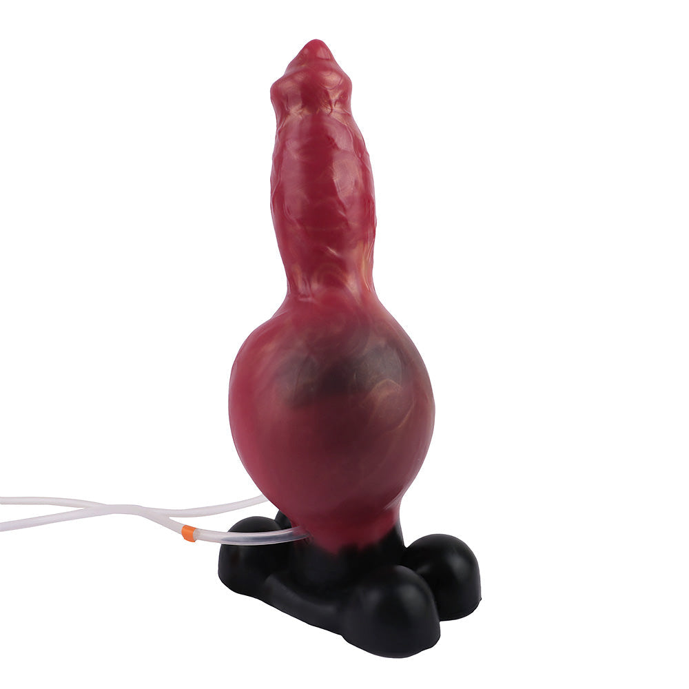 23 cm Red Fantasy Dog Knotted Squirting Dildo