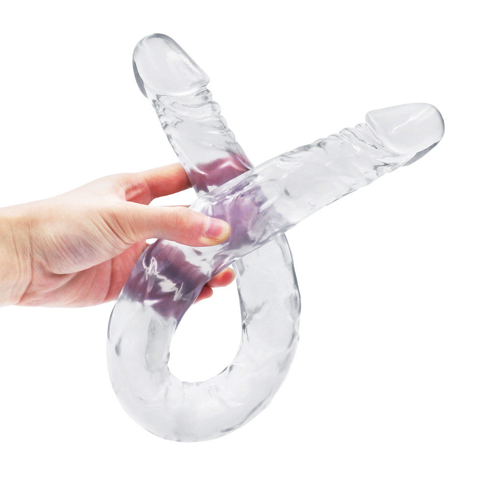 21 Inch Clear Jelly Curved Double Ended Dildo