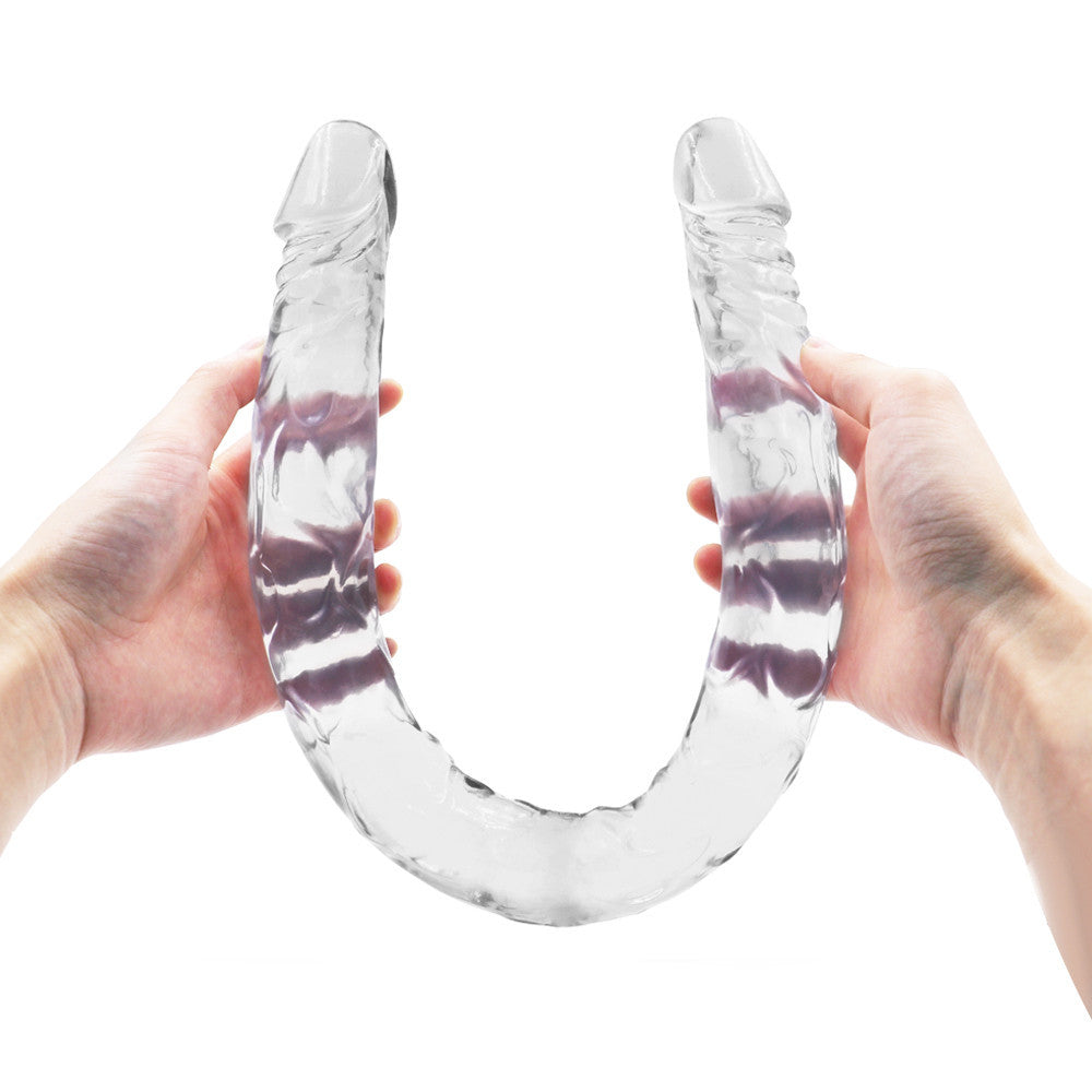 21 Inch Clear Jelly Curved Double Ended Dildo