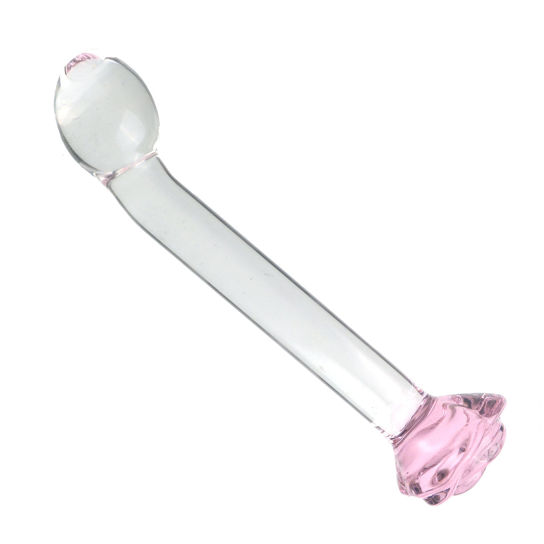 7 Inch Pink Rose Clear Glass Massager Dildo