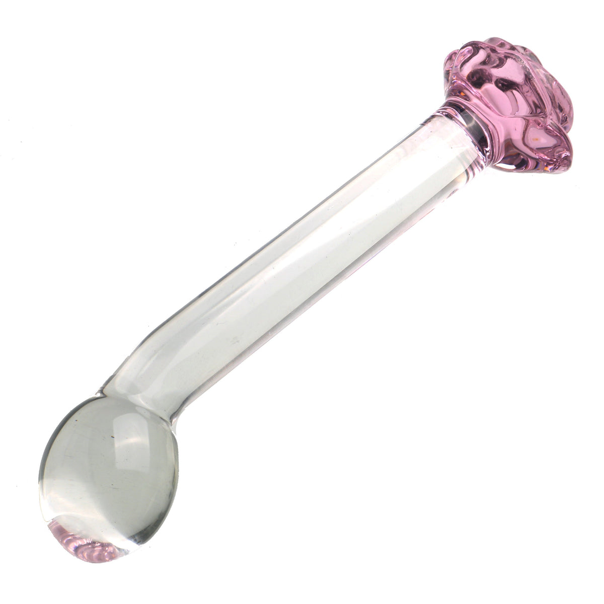 7 Inch Pink Rose Clear Glass Massager Dildo