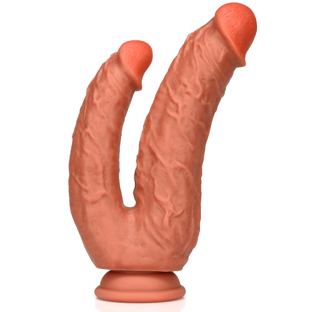 8 Inch Brown Realistic Double Penetration Dildo
