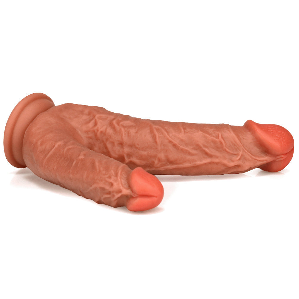 8 Inch Brown Realistic Double Penetration Dildo