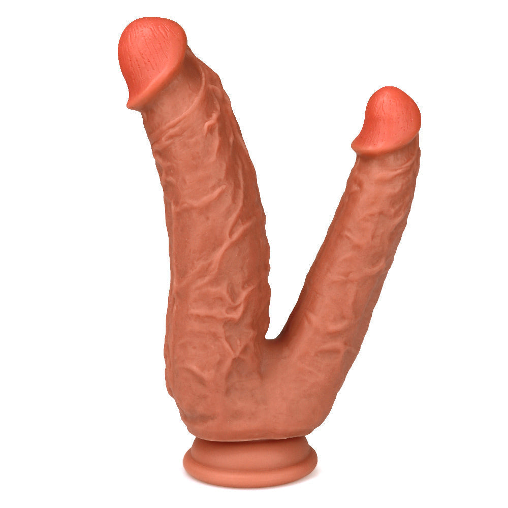 8 Inch Brown Realistic Double Penetration Dildo