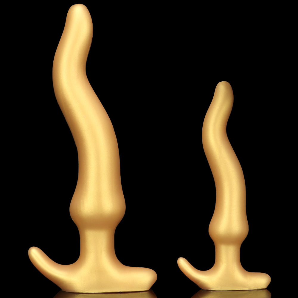 Gold Silicone Curved Huge Butt Plug