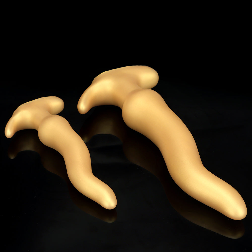Gold Silicone Curved Huge Butt Plug