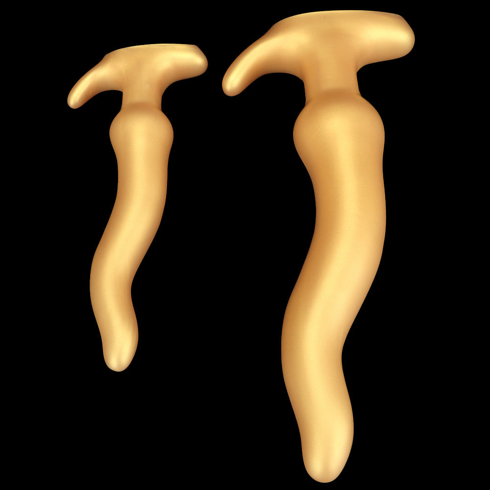 Gold Silicone Curved Huge Butt Plug