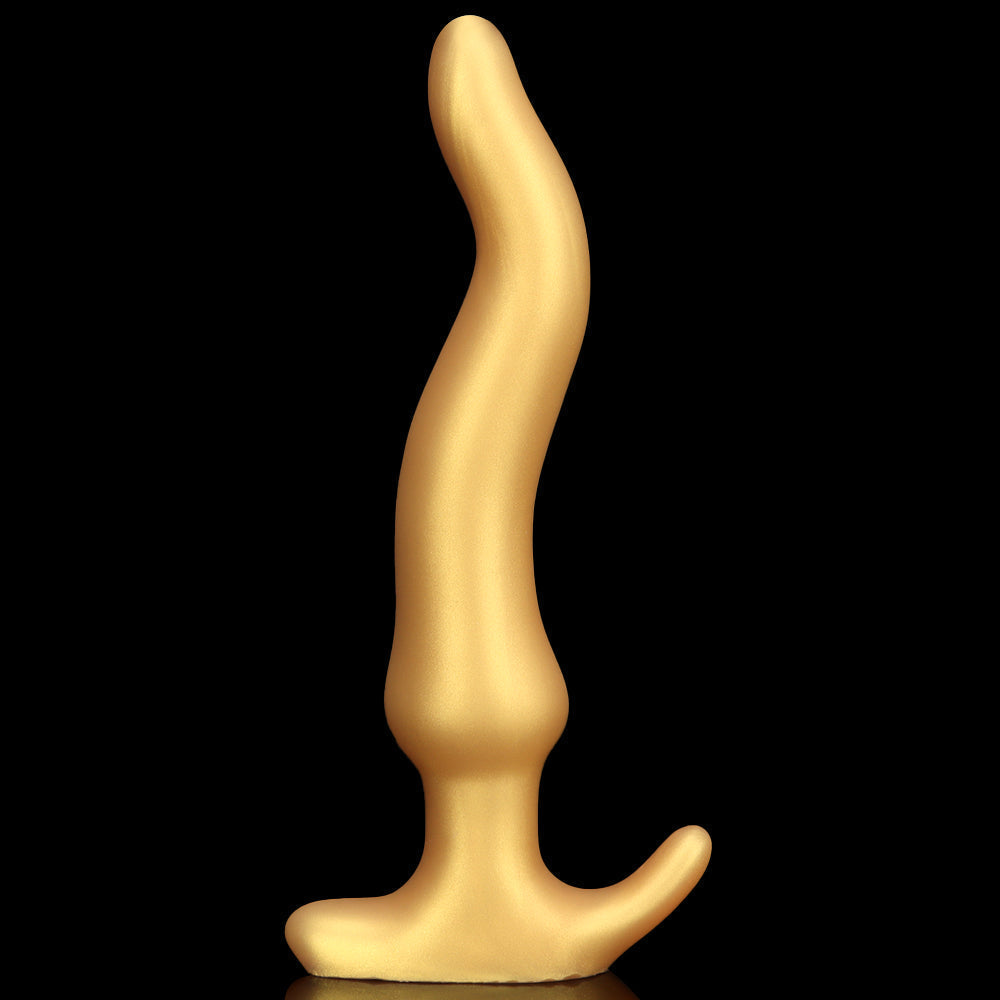 Gold Silicone Curved Huge Butt Plug
