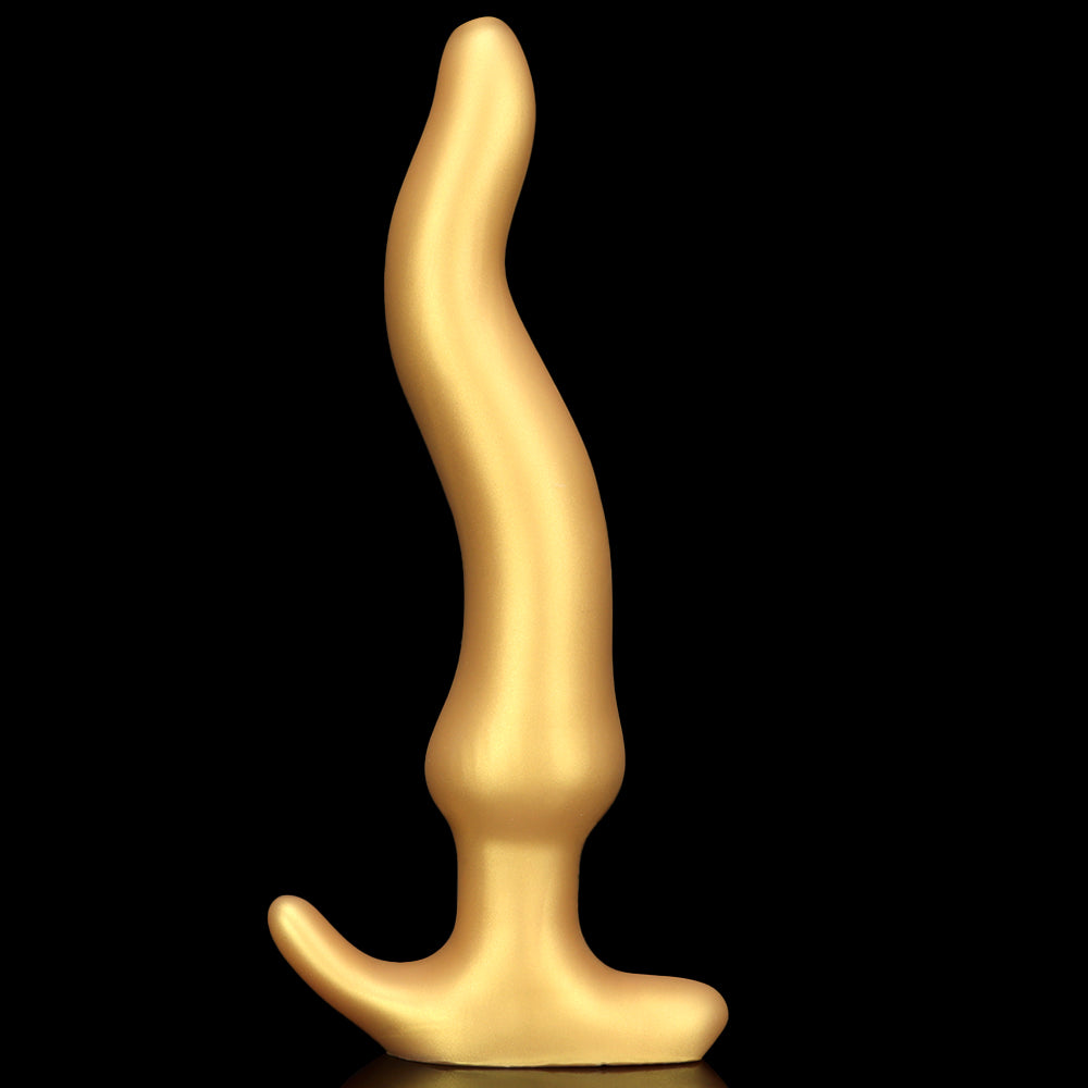 Gold Silicone Curved Huge Butt Plug