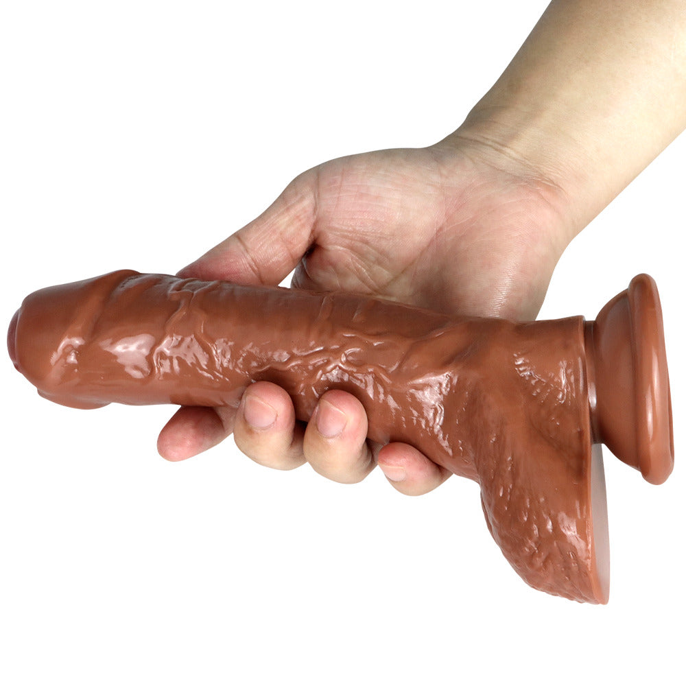 8 Inch Brown Realistic Textured Dildo With Foreskin