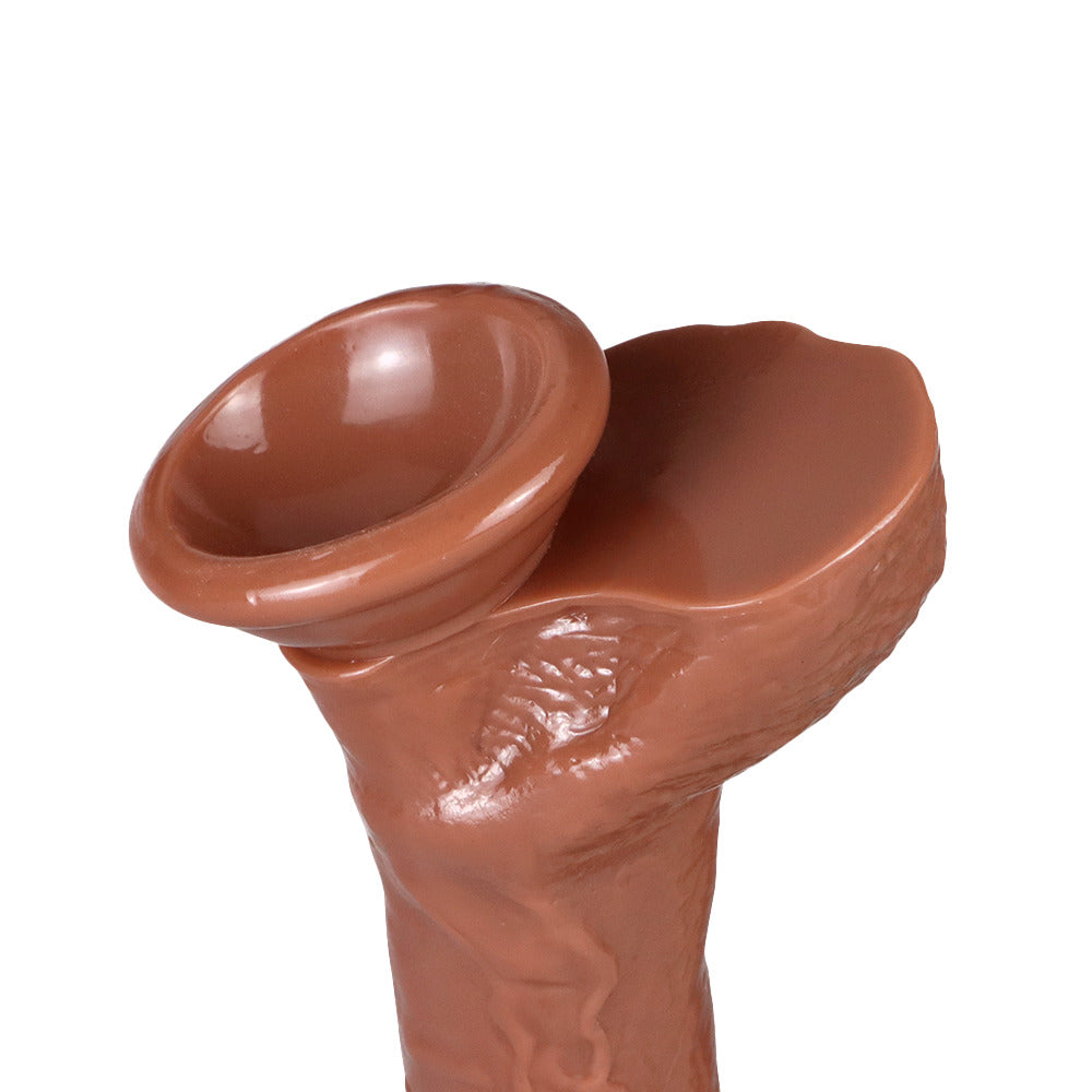 8 Inch Brown Realistic Textured Dildo With Foreskin