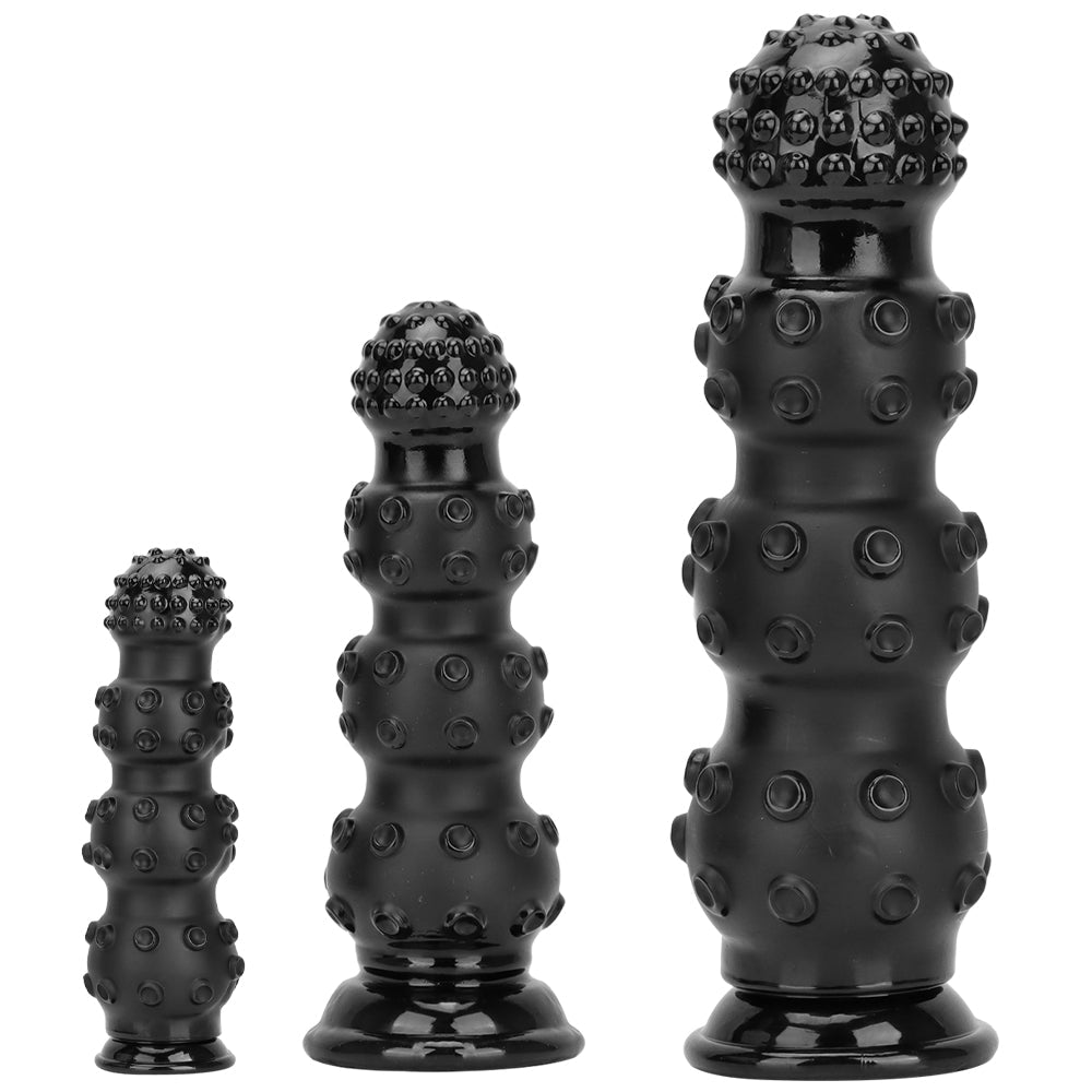 Black Spiked Knotted Huge Anal Dildo Kit