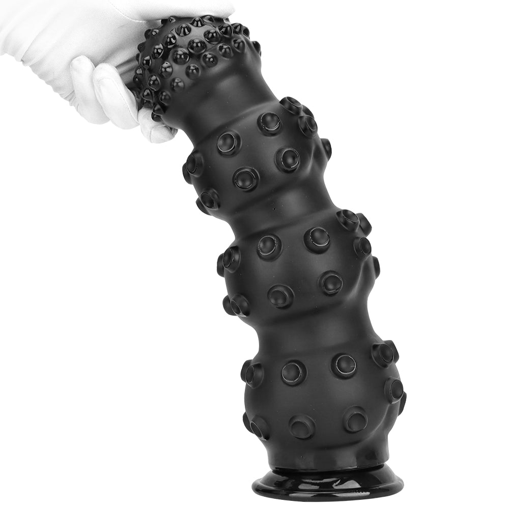 Black Spiked Knotted Huge Anal Dildo Kit