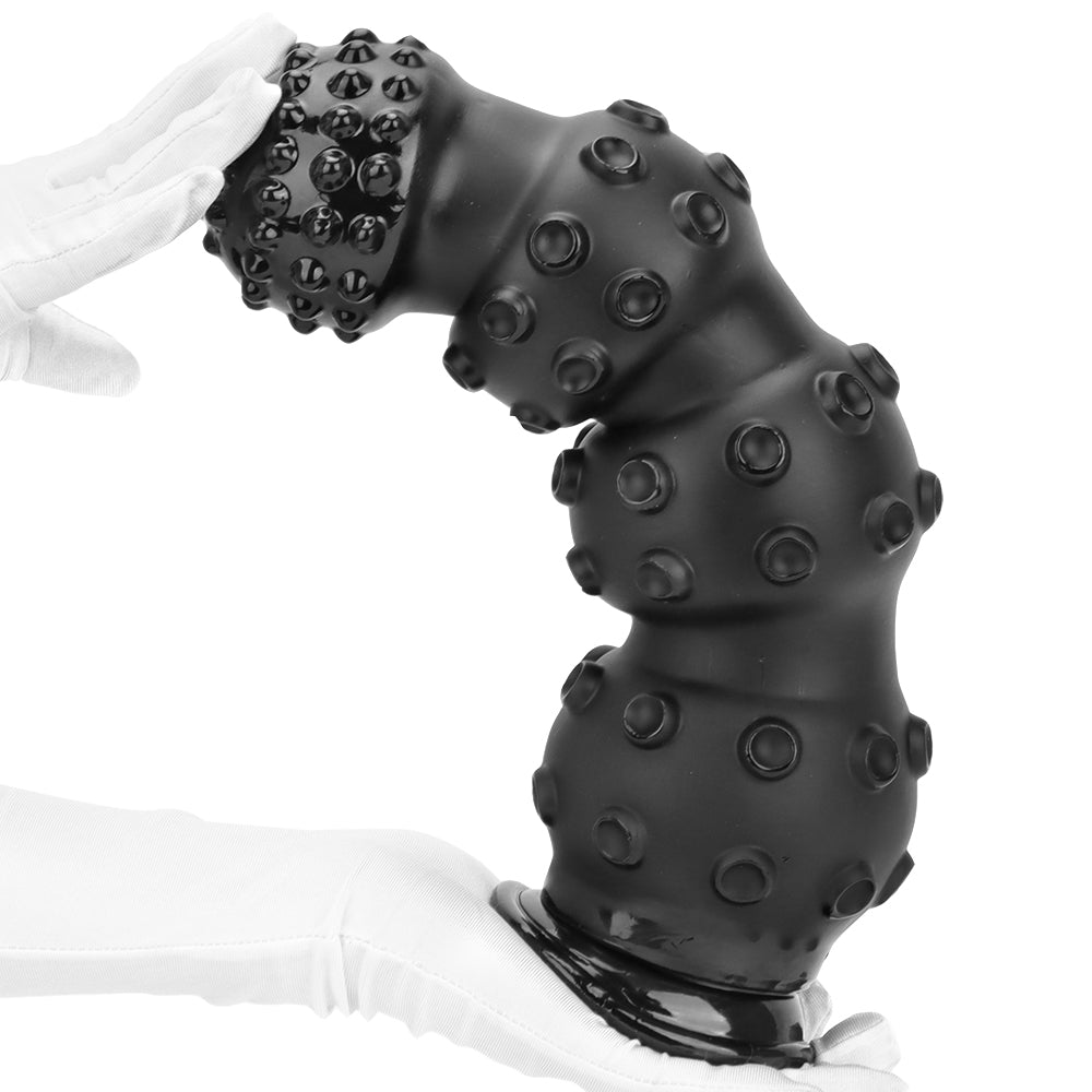 Black Spiked Knotted Huge Anal Dildo Kit