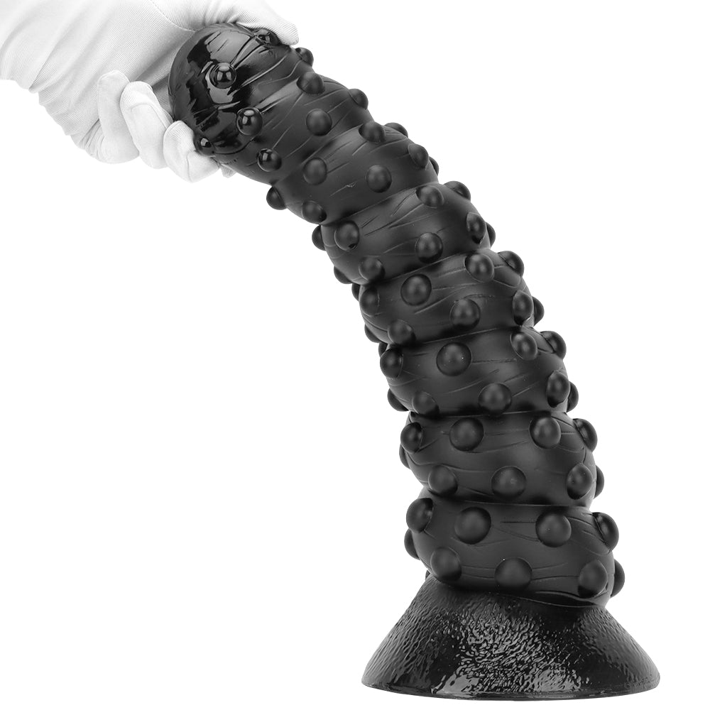 15 Inch Black Ribbed Anal Huge Butt Plug