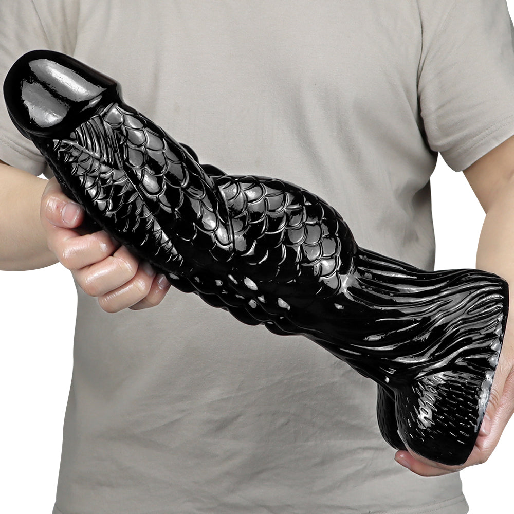 35.6 cm Black Huge Fantasy Texture Dragon Dildo