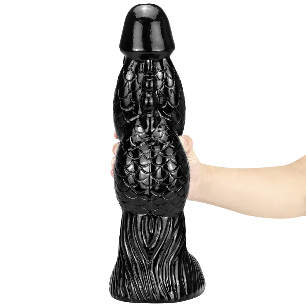 35.6 cm Black Huge Fantasy Texture Dragon Dildo
