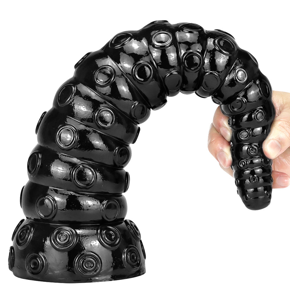 Extra Long Black Suction Textures 38.1 cm Tentacle Dildo