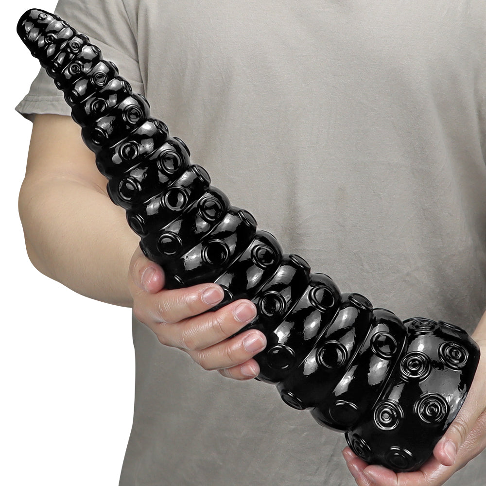 Extra Long Black Suction Textures 38.1 cm Tentacle Dildo