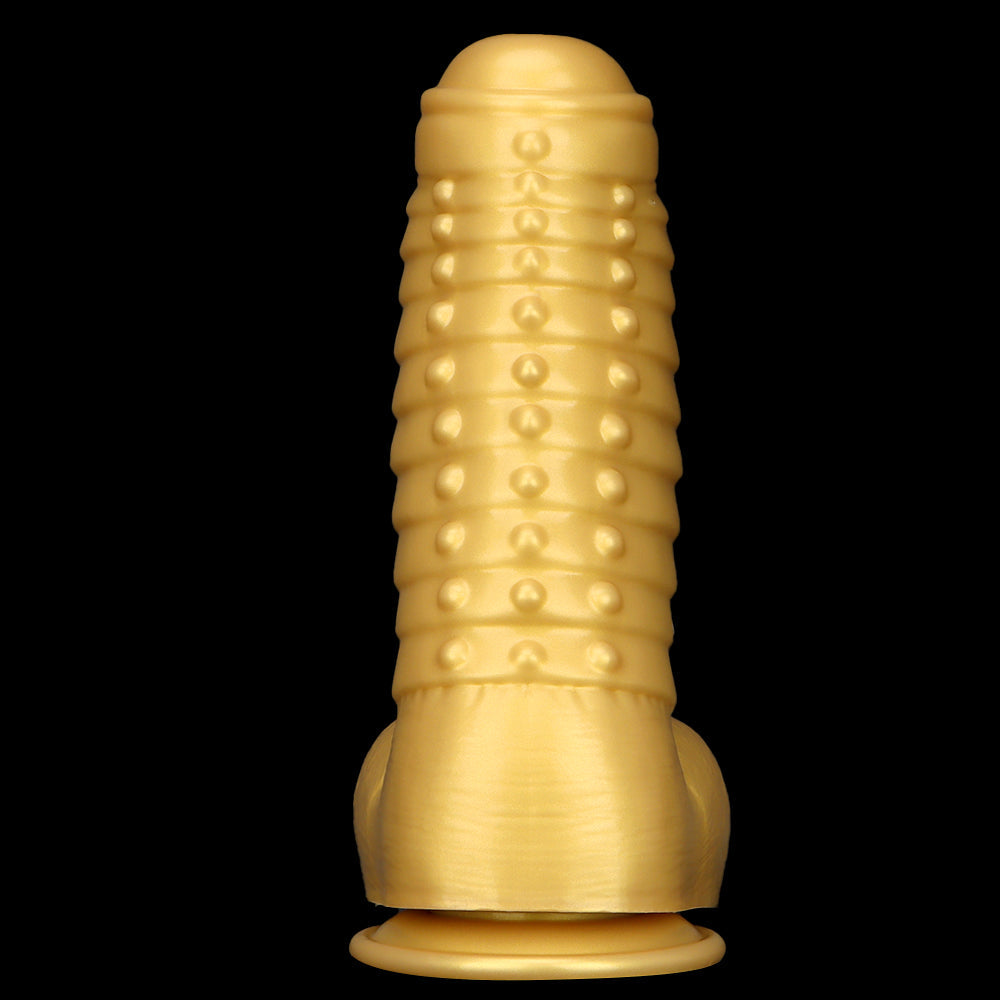 13 Inch Gold Huge Monster Textured Curved Dildo