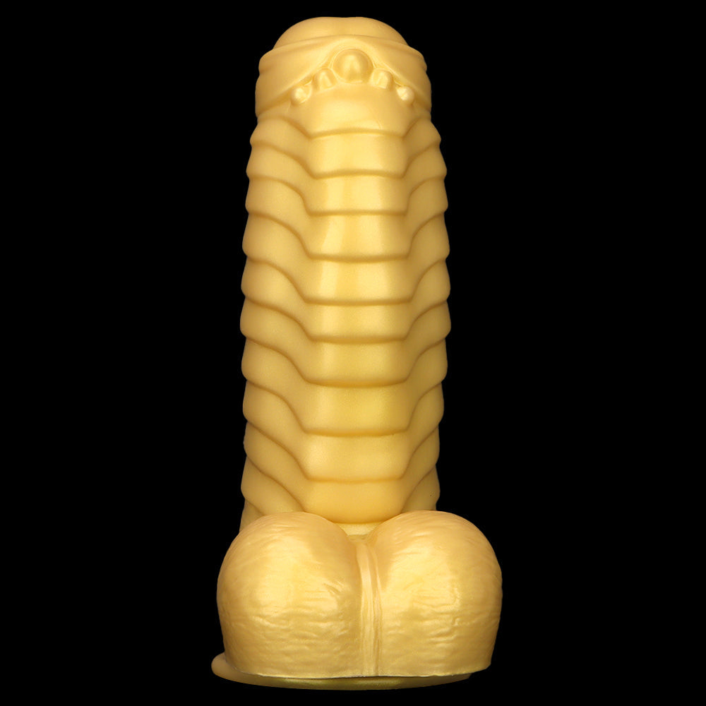 13 Inch Gold Huge Monster Textured Curved Dildo