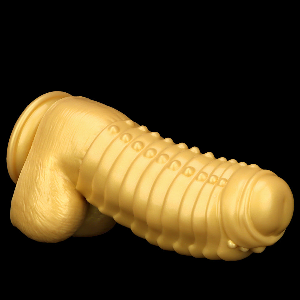13 Inch Gold Huge Monster Textured Curved Dildo