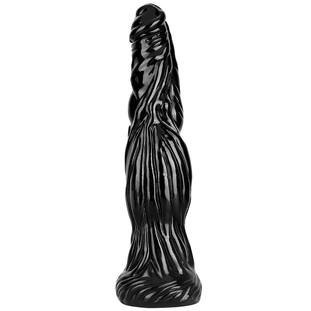 12 Inch Black Ribbed Tapered Monster Dragon Dildo
