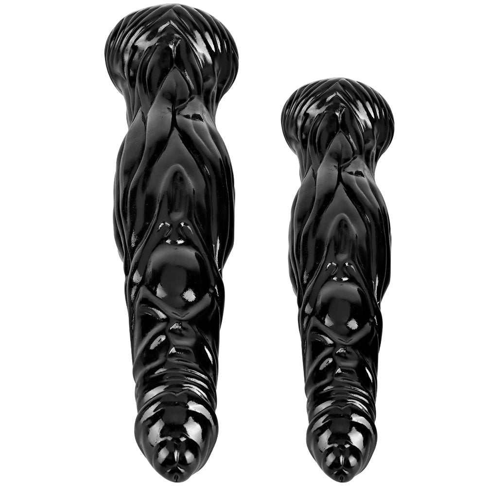 12 Inch Black Ribbed Tapered Monster Dragon Dildo