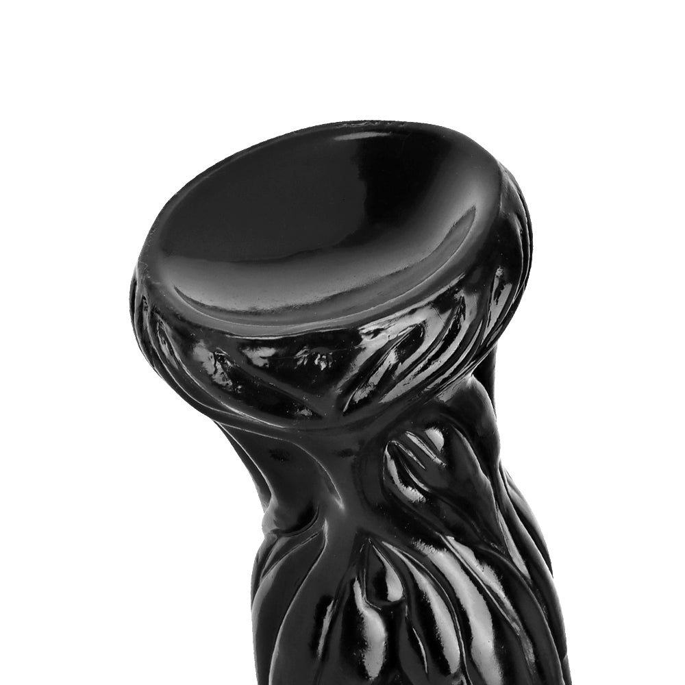 12 Inch Black Ribbed Tapered Monster Dragon Dildo