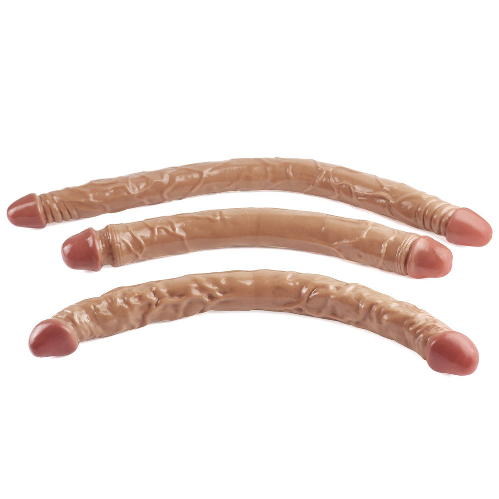 21 Inch Brown Realistic Lesbian Double Ended Dildo