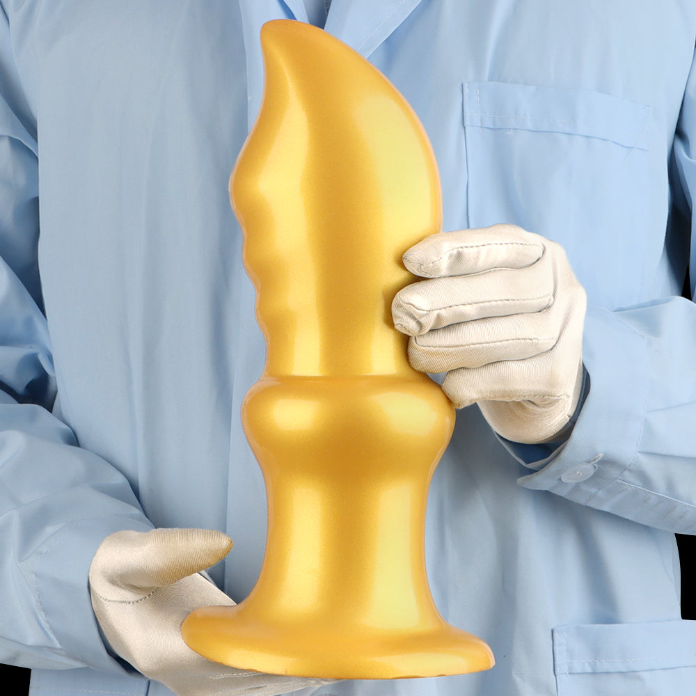 10 Inch Gold Tapered Curved Huge Butt Plug